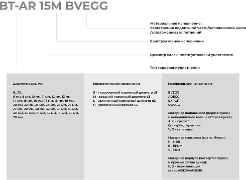 Торцевое уплотнение BT-AR 70 QQVGG в Краснодаре фото